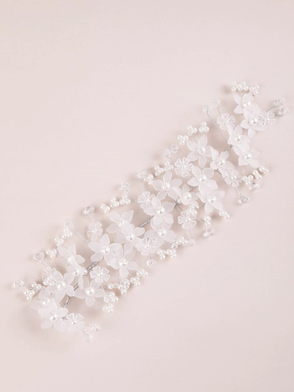 Pearl White Flower Bridal Headband, Wedding Tiara Headpiece, Bridal Luxury Floral Hair Vine, Big Bridal Hairpiece - KaleaBoutique.com