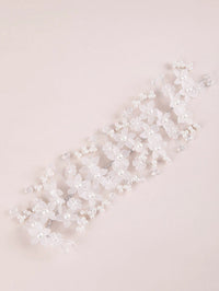 Pearl White Flower Bridal Headband, Wedding Tiara Headpiece, Bridal Luxury Floral Hair Vine, Big Bridal Hairpiece - KaleaBoutique.com