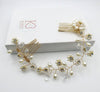 Pearl Floral Gold Wire Headband, Wedding Crystal Dual Hair Comb, Flower Hair Wire Headpiece, Bridal Gem Head Wreath Hairpiece - KaleaBoutique.com