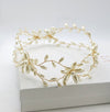 Pearl Flower Gold Wire Headband, Bridal Pearl Head Wreath, Wedding Oval Pearl Hair Vine Tiara - KaleaBoutique.com