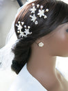 Pearl Rose Flower Studs, 10K Gold Plated Earrings, Crystal Studded Wedding Earrings for Bride - KaleaBoutique.com