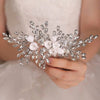 Clay Flower Bridal Hair Comb, Rhinestone Crystal Wedding Hairpiece, Large Gem Leaf Bridal Hair Comb - KaleaBoutique.com