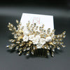 Clay Flower Bridal Hair Comb, Rhinestone Crystal Wedding Hairpiece, Large Gem Leaf Bridal Hair Comb - KaleaBoutique.com