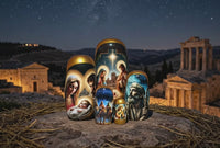 Traditional Impressionism Style Nativity Nesting Doll, 5 Piece Hand Crafted Nested Doll - KaleaBoutique.com