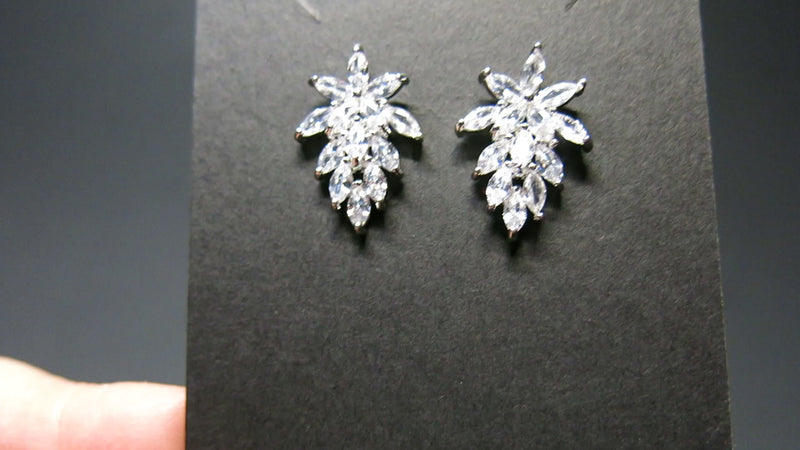 14K Gold Plated Crystal Leaf Studs, Minimalist Fashion Floral Earrings, Wedding Bridal or Bridesmaid Flower Crystal Studded CZ Earrings - KaleaBoutique.com