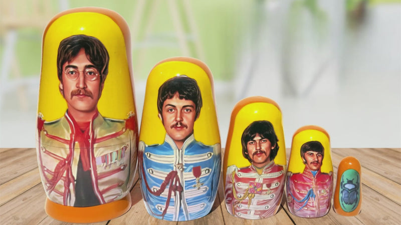 The Beatles John Lennon 5 Piece Nesting Doll Set - Handcrafted Stacking Matryoshka Set - KaleaBoutique.com