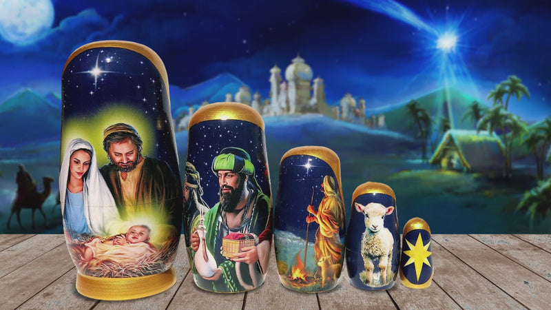 Traditional Nativity 5 Piece Nesting Doll, Traditional Handcrafted Nested Doll - KaleaBoutique.com
