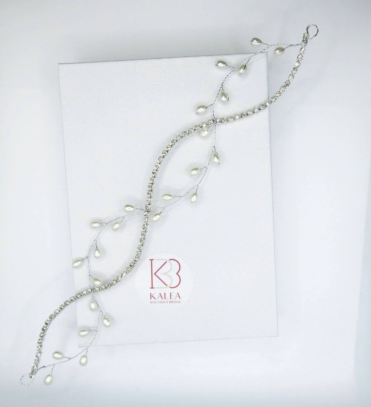 Princess Bride Pearl Tiara, Wedding Pearl Wire Crystal Head Wreath, Silver Double Strand Headband Hair Vine - KaleaBoutique.com