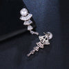 Princess Cut CZ Crystal Pearl Earrings, Wedding Dangle Pearl Ear Studs, Pearl Stud CZ Diamond Bridal Earrings - KaleaBoutique.com