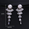 Princess Cut CZ Crystal Pearl Earrings, Wedding Dangle Pearl Ear Studs, Pearl Stud CZ Diamond Bridal Earrings - KaleaBoutique.com