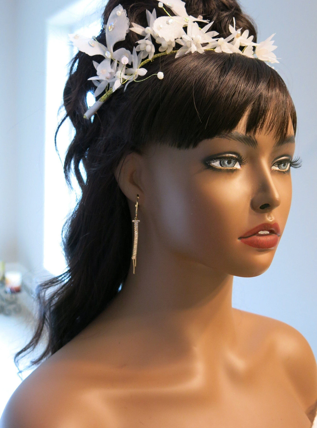 Princess Cut Hoop Earrings, CZ Diamond Hoop Studs, Crystal Chain Bridal 4-in-1 Hoop Studs - KaleaBoutique.com