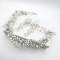 Princess Pearl Tiara and Earrings, Bridal Pearl Headband, Wedding Pearl Head Wreath, Pearl Crown Headpiece - KaleaBoutique.com