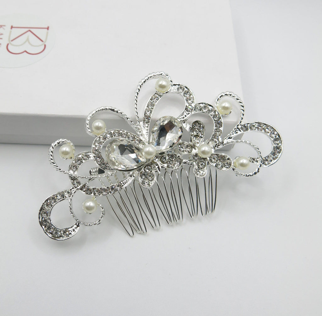 Rhinestone Butterfly Crystal Wedding Hair Comb, Bridal Crystal Butterfly Hairpin Headpiece for Bride - KaleaBoutique.com