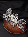 Rhinestone Crystal Seashell Flower Hair Comb, Ivory Floral Large Wedding Hair Comb, Bridal Crystal Decorative Hairpiece - KaleaBoutique.com