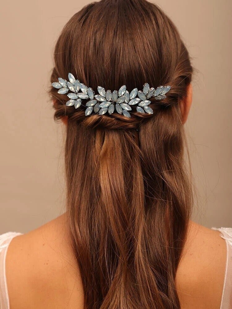 Rhinestone Crystals Gold Hair Comb, Wedding Gem Hairpiece, Bridal Party Rhinestone Hairpin - KaleaBoutique.com