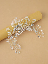 Rhinestone Flower Combed Hair Vine, Crystal Wedding Hairpin Wire, Bridal Silver Hair Vine Headpiece - KaleaBoutique.com