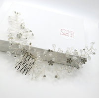 Rhinestone Flower Combed Hair Vine, Crystal Wedding Hairpin Wire, Bridal Silver Hair Vine Headpiece - KaleaBoutique.com