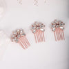 Rhinestone Flower 3 PC Mini Hair Comb Set, Bridal Gem Small Hairpin Headpiece, Minimalist Wedding Hair Comb 3 PC Set - KaleaBoutique.com