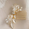 Rhinestone Gem Bridal 2 PC Hair Comb Set, Small Vintage Inspired Wedding Gold Hair Combs Set - KaleaBoutique.com