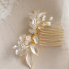 Rhinestone Gem Bridal 2 PC Hair Comb Set, Small Vintage Inspired Wedding Gold Hair Combs Set - KaleaBoutique.com