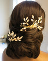 Rhinestone Gem Bridal 2 PC Hair Comb Set, Small Vintage Inspired Wedding Gold Hair Combs Set - KaleaBoutique.com