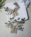 Rhinestone Gem Bridal 2 PC Hair Comb Set, Small Vintage Inspired Wedding Gold Hair Combs Set - KaleaBoutique.com