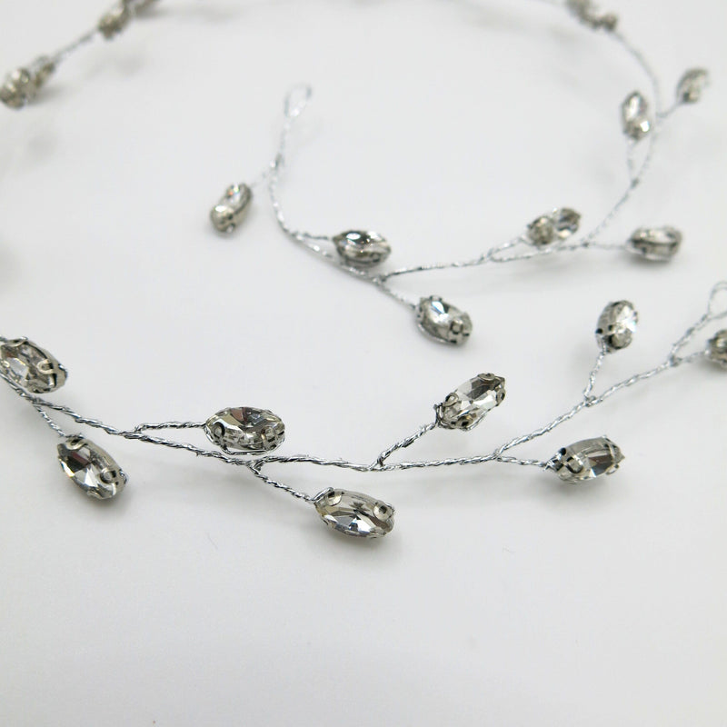 Rhinestone Gem Wire Hair Vine, Minimalist Crystal Wire Wedding Headband, Bridal Crystal Hair Wire Head Wreath - KaleaBoutique.com