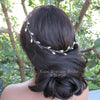 Rhinestone Gem Leaf Wire Hair Vine, Minimalist Wire Headband, Crystal Leaf Silver Hair Wire, Bridal Gem Hair Vine, Wedding Crystal Hairpiece - KaleaBoutique.com