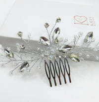 Rhinestone Large Bridal Hair Comb, Crystal Floral Wedding Hairpiece, Silver Decorative Hair Comb Headpiece - KaleaBoutique.com