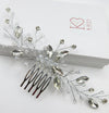 Rhinestone Leaf Large Hair Comb, Crystal Flower Bridal Hairpiece, Wedding Silver Decorative Comb Headpiece Bridesmaid Crystal Floral Hairpin - KaleaBoutique.com