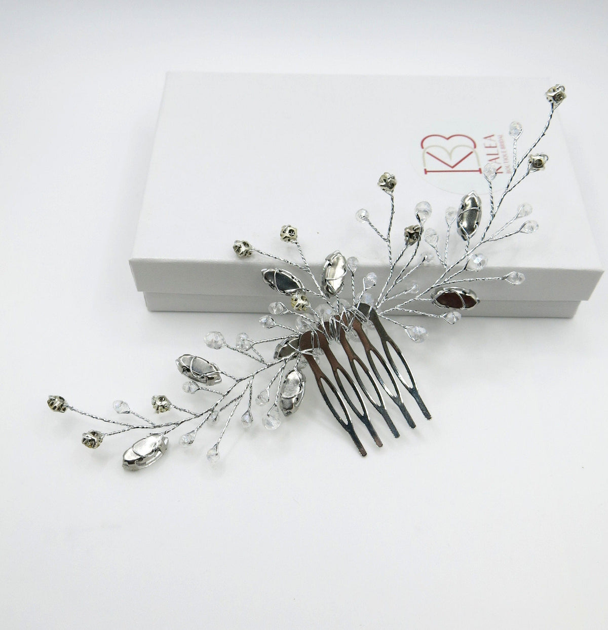 Rhinestone Large Bridal Hair Comb, Crystal Floral Wedding Hairpiece, Silver Decorative Hair Comb Headpiece - KaleaBoutique.com