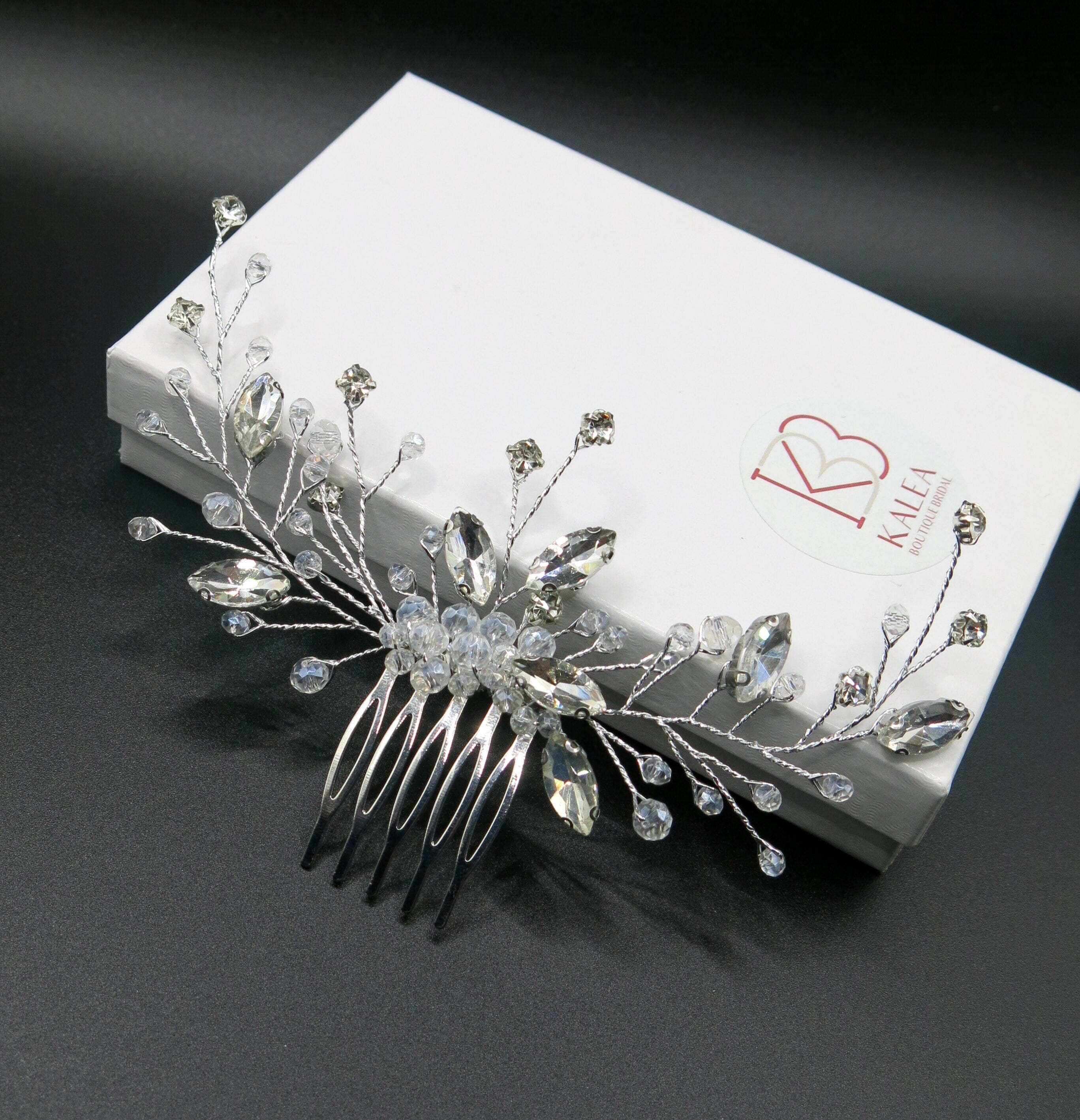 Rhinestone Large Bridal Hair Comb, Crystal Floral Wedding  display picture 1