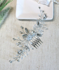 Rhinestone Large Bridal Hair Comb, Crystal Floral Wedding Hairpiece, Silver Decorative Hair Comb Headpiece - KaleaBoutique.com