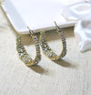 Rough Cut Crystal Studded Hoop Earrings, CZ Diamond Hooped Studs, Wedding Glam Gold Earrings, Bridal Half Hoop Crystal Hoop Stud Earrings - KaleaBoutique.com