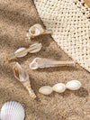 Seashell 5 PC Alligator Hairclip Set, Tropical Getaway Hairpiece Set, Mermaid Style Sea Shell Alligator Hair Clip Set - KaleaBoutique.com