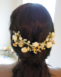 Natural Seashell and Pearl Tiara, Beach Wedding Bridal Boho Head Wreath Crown, Shell Hair Vine Headband - KaleaBoutique.com
