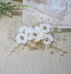 Silk White Flower Bridal Hair Comb, Wedding Floral Gold Hairpiece, Bridesmaid Silk Floral Hairpiece - KaleaBoutique.com