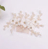 Silk White Flower Bridal Hair Comb, Wedding Floral Gold Hairpiece, Bridesmaid Silk Floral Hairpiece - KaleaBoutique.com