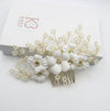 Silk White Flower Bridal Hair Comb, Wedding Floral Gold Hairpiece, Bridesmaid Silk Floral Hairpiece - KaleaBoutique.com