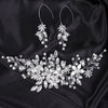 Silver Flower Hairpiece and Bridal Marquise Hoop Earrings, Wedding Metal Flower Hair Vine Headpiece - KaleaBoutique.com