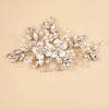 Silver Rhinestone Hair Comb for Bride, Crystal Leaf Wedding Hairpiece, Bridal Metal Flower Headpiece - KaleaBoutique.com