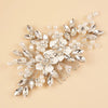 Silver Rhinestone Hair Comb for Bride, Crystal Leaf Wedding Hairpiece, Bridal Metal Flower Headpiece - KaleaBoutique.com