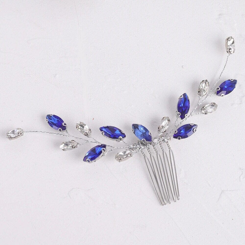 Simply Elegant Small Bridal Hair Comb in Blue, Wine Red or AB Rhinestone Crystals, Wedding Crystal Bridesmaids Hairpin - KaleaBoutique.com