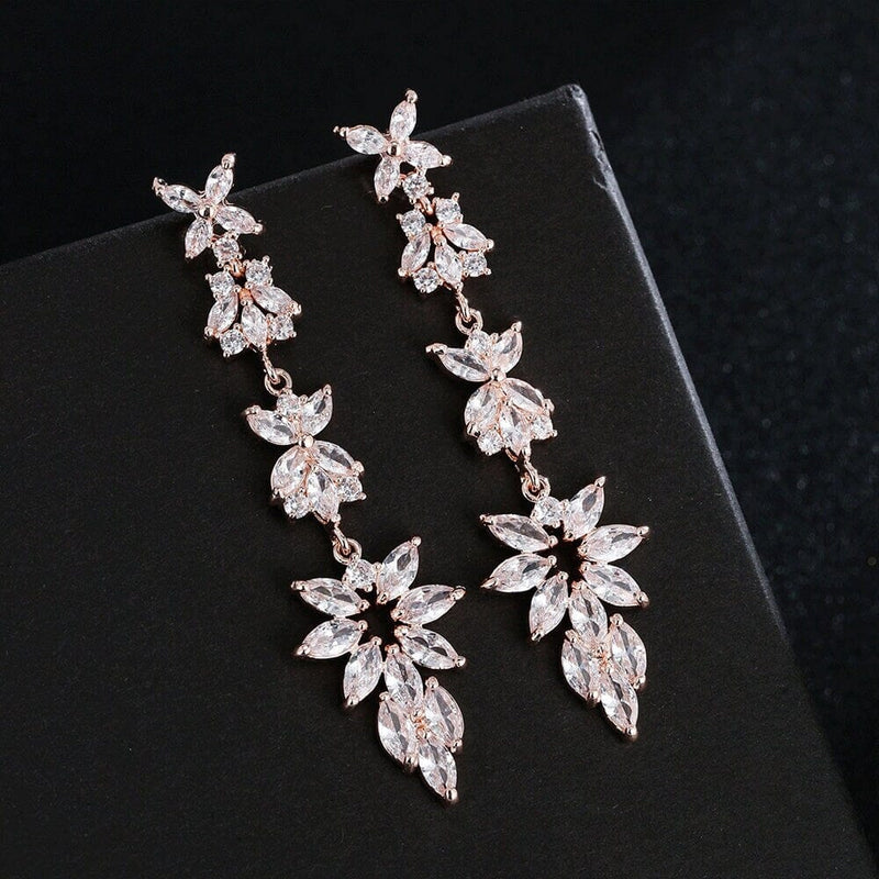 Twinkle Star CZ Diamond Gem Earrings, Fashion Crystal Bridal Dangle Ear Studs, Wedding 14K Gold Plated Earring - KaleaBoutique.com