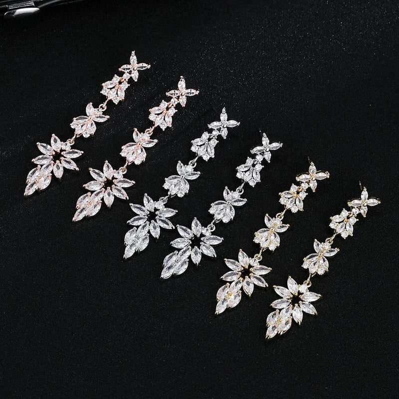 Twinkle Star CZ Diamond Gem Earrings, Fashion Crystal Bridal Dangle Ear Studs, Wedding 14K Gold Plated Earring - KaleaBoutique.com
