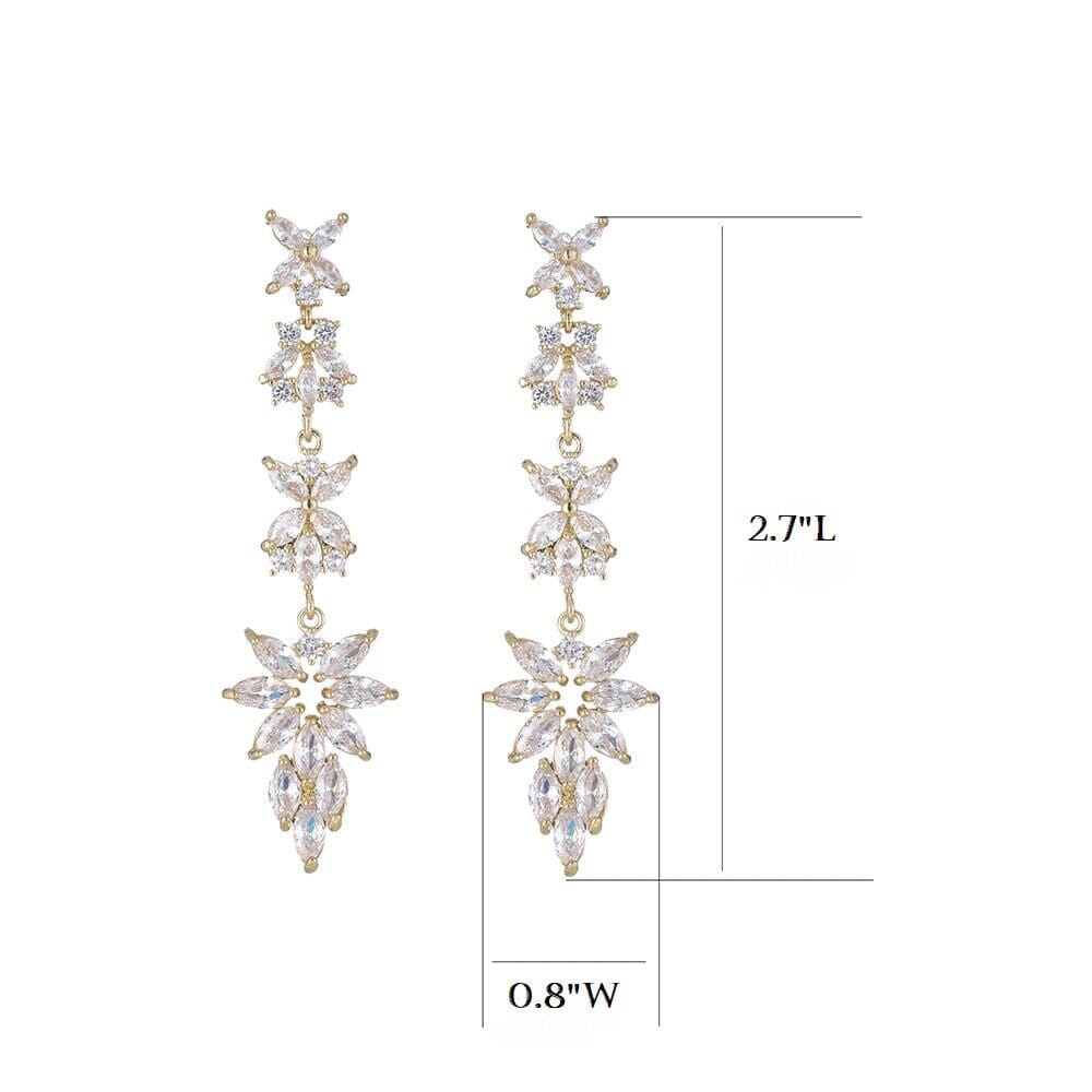 Twinkle Star CZ Diamond Gem Earrings, Fashion Crystal Bridal Dangle Ear Studs, Wedding 14K Gold Plated Earring - KaleaBoutique.com
