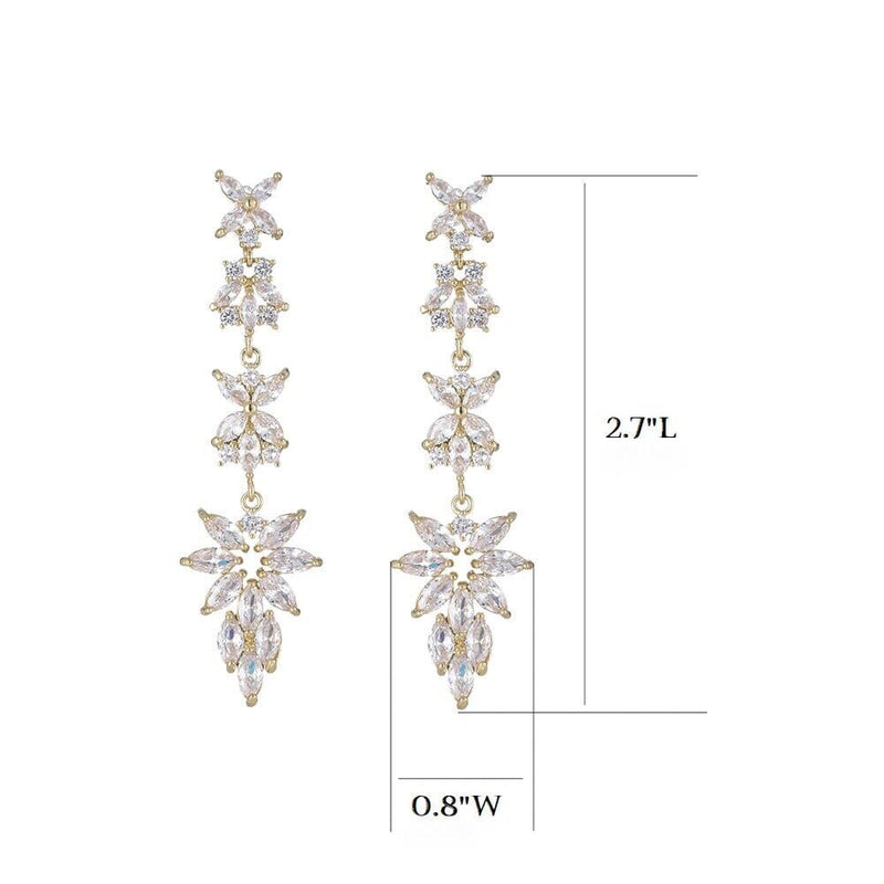 Twinkle Star CZ Diamond Gem Earrings, Fashion Crystal Bridal Dangle Ear Studs, Wedding 14K Gold Plated Earring - KaleaBoutique.com
