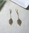 Studded Crystal Leaf Dangle Earrings, Bridal Gold Gem Leaf Tassel Earrings, Wedding Fashion Crystal Earrings - KaleaBoutique.com