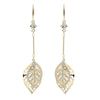 Studded Crystal Leaf Dangle Earrings, Bridal Gold Gem Leaf Tassel Earrings, Wedding Fashion Crystal Earrings - KaleaBoutique.com