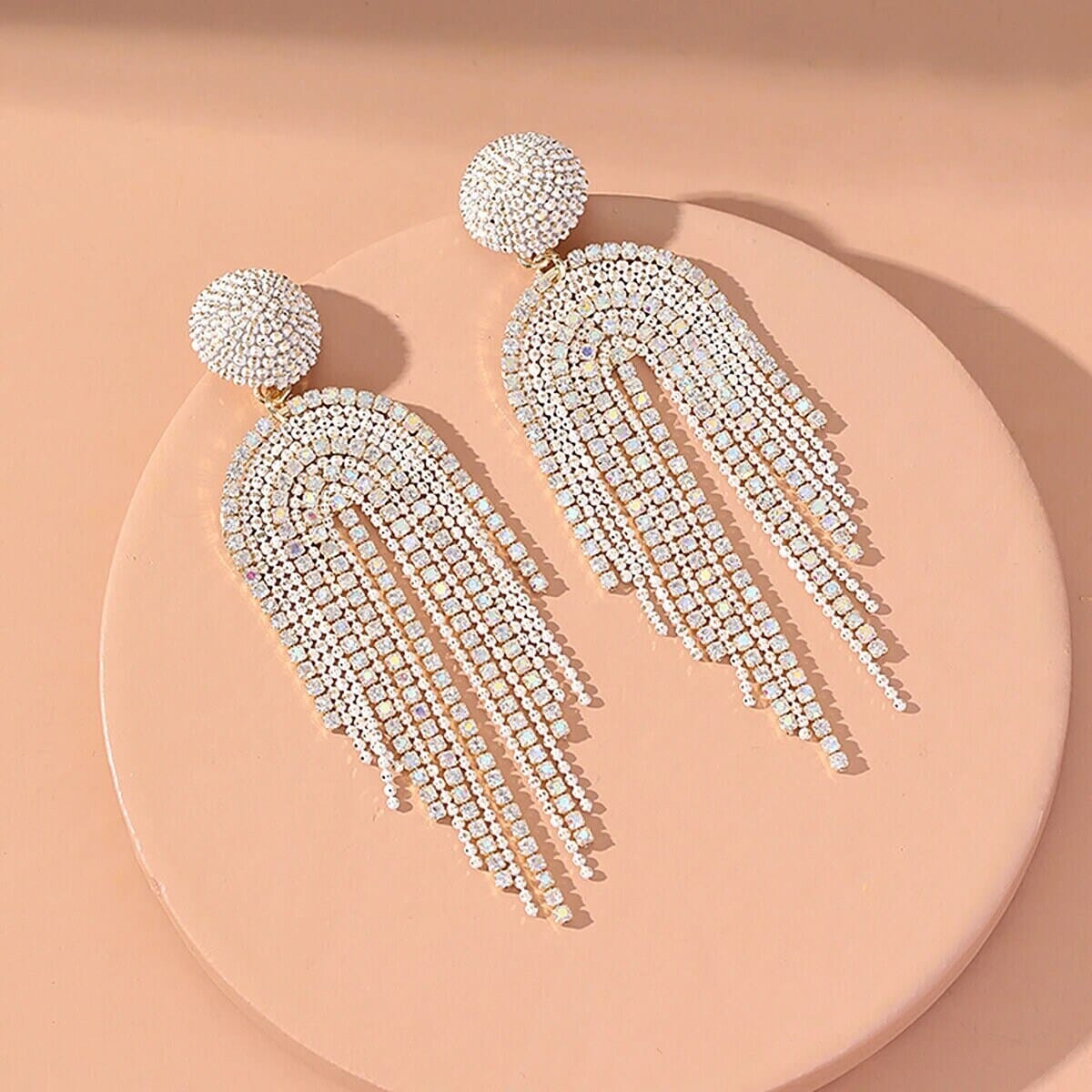 Swarovski AB Crystal Chandelier Earrings, Long Bridal Aurora Borealis Earrings, Long Crystal Wedding Earrings - KaleaBoutique.com